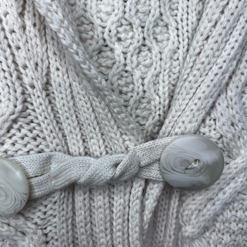 Aran Cream Cable Knit Cardigan Sweater Size Medium - Picture 4 of 10